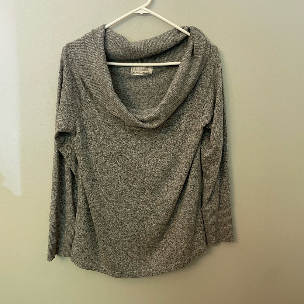 Sinuous Draped Cowl Neck Sweater